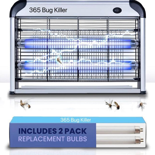 Indoor Insect Zapper with (2) Additional Replacement Bulbs - Effectively Eliminates Flies and Mosquitoes - Lightweight Design, Powerful 2800V Grid for Efficient Pest Control - Easy-to-Clean Unit - Clarissa Maxwell 