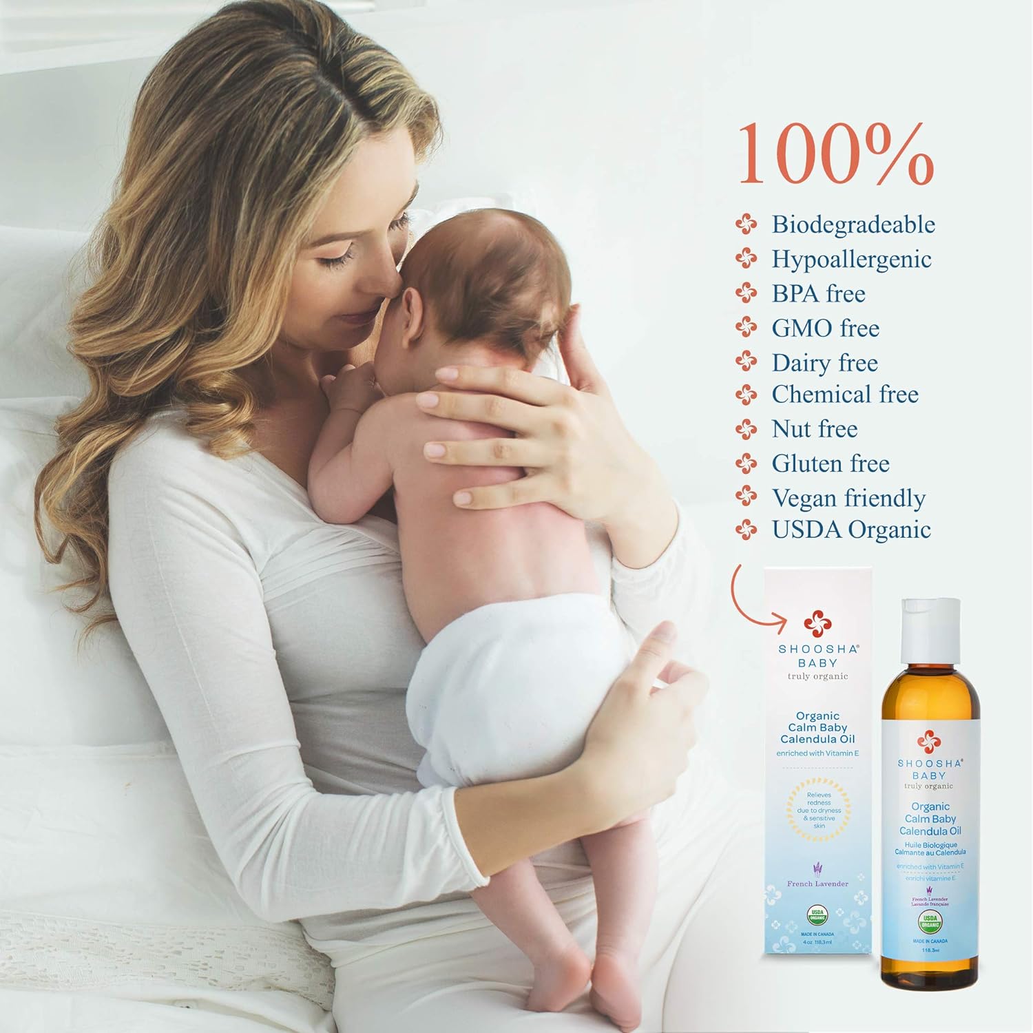 Shoosha Organic Calendula Oil French Lavender, for Babies, Real Calendula Oil, Calendula Massage Oil Moisturizer, Hypoallergenic, Gluten-Free, 100% Biodegradable - Clarissa Maxwell 