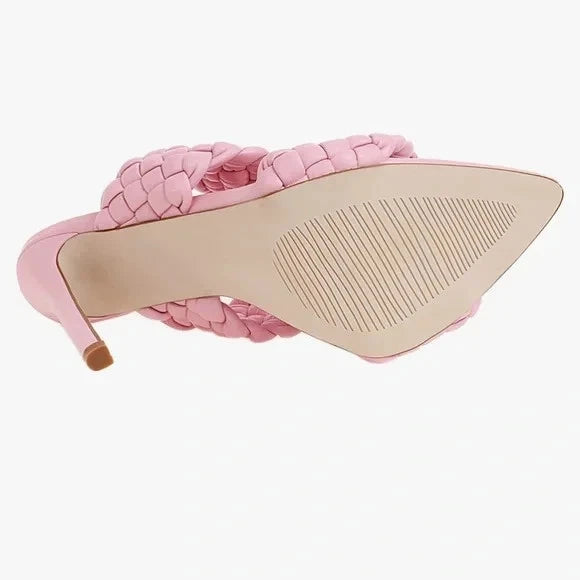 Vivianly Womens Size 9 Pink Braided Slide Stiletto Slip-On Sandals size 8 - Clarissa Maxwell
