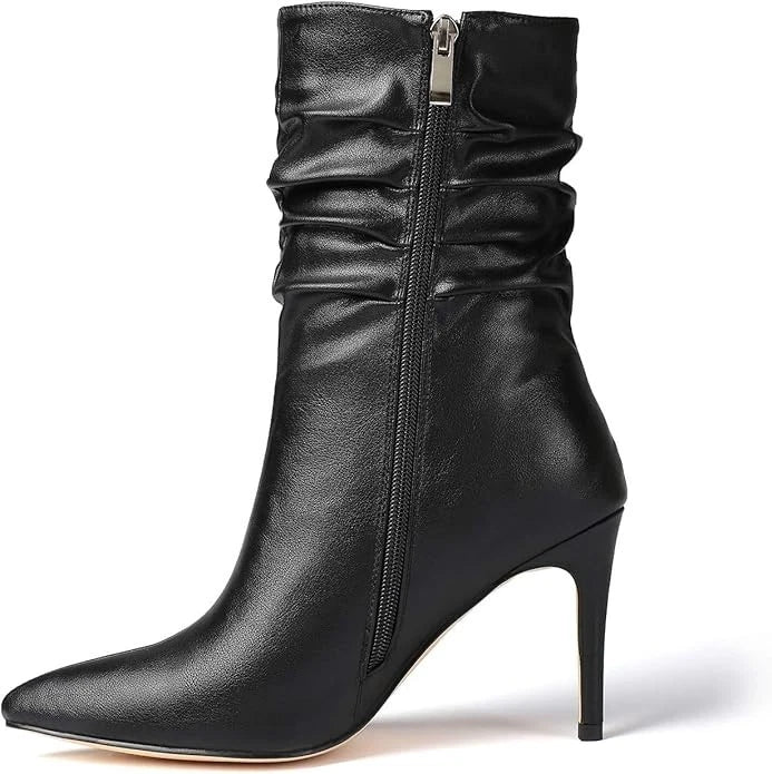 Vivianly Womens Pointed Toe Heel Boots Stiletto Heels Mid-Calf Boots Size 11 - Clarissa Maxwell