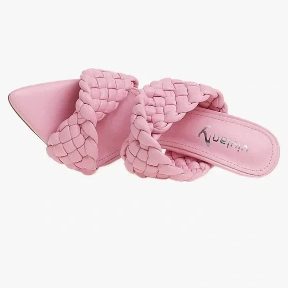 Vivianly Womens Size 9 Pink Braided Slide Stiletto Slip-On Sandals size 8 - Clarissa Maxwell