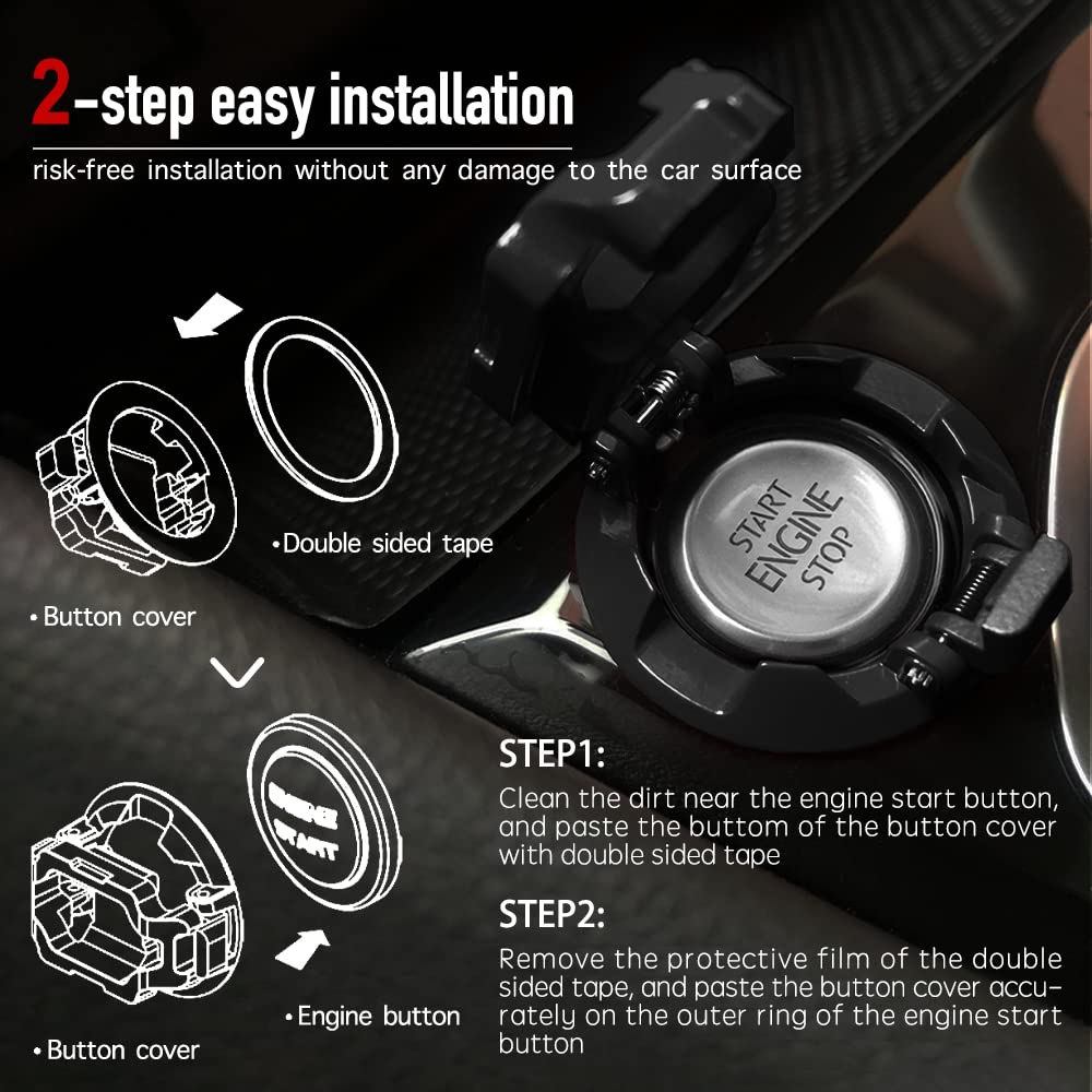 Car Start Stop Button Cover. Engine Start Stop Cover Protection. Compatible with Most Cars. Available in Red and Black. A Great Car Interior Accessories. - Clarissa Maxwell 