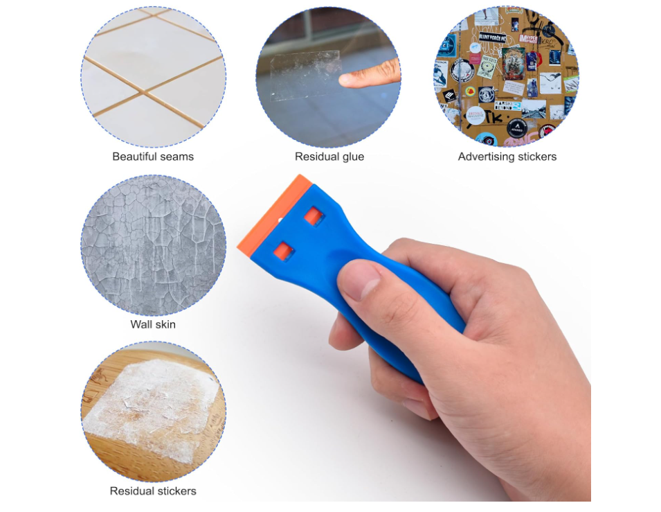 Plastic Razor Blade Scraper: Includes 2 Scraper Tools and 20 Blades for Gasket Removal, Label Decals, and Adhesive Removal for Windows and Glass, Blue - Clarissa Maxwell 