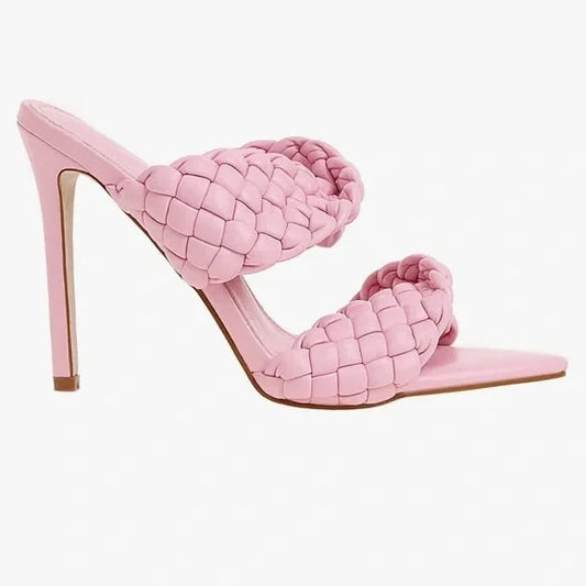 Vivianly Womens Size 9 Pink Braided Slide Stiletto Slip-On Sandals size 8